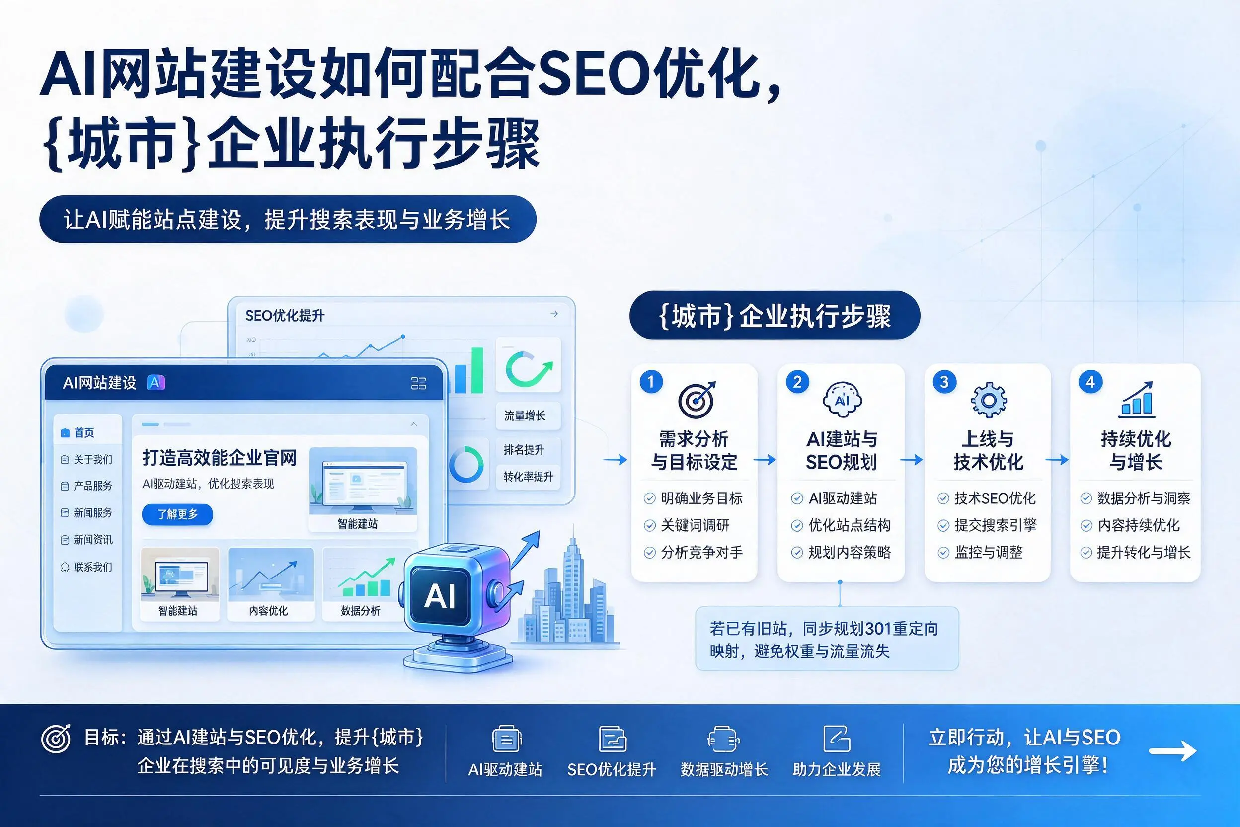 AI网站建设如何配合SEO优化，阿拉尔企业执行步骤