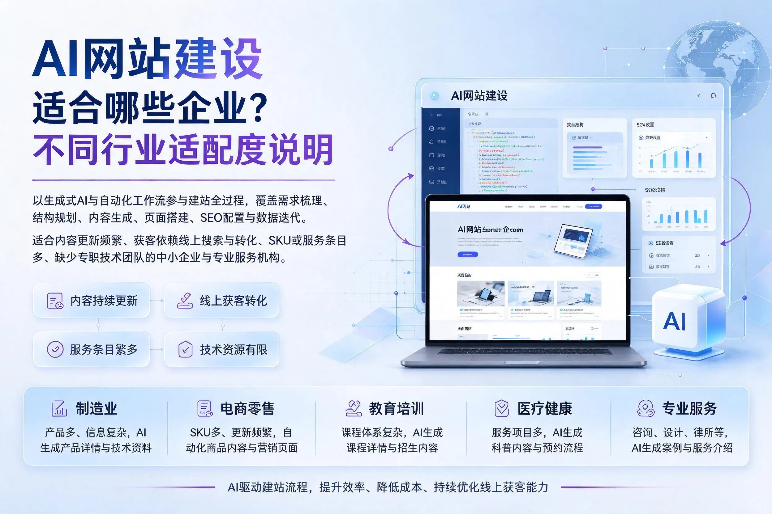 AI网站建设适合哪些企业？阿拉尔不同行业适配度说明